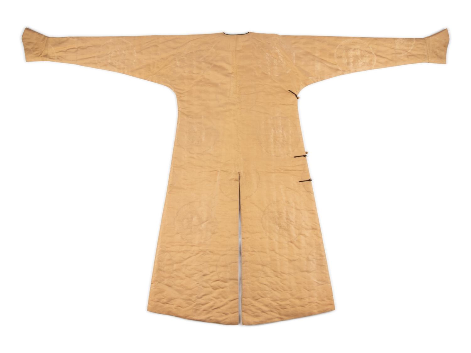 A Pale Yellow Silk and Cotton Padded Winter Robe