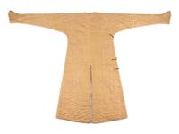 A Pale Yellow Silk and Cotton Padded Winter Robe