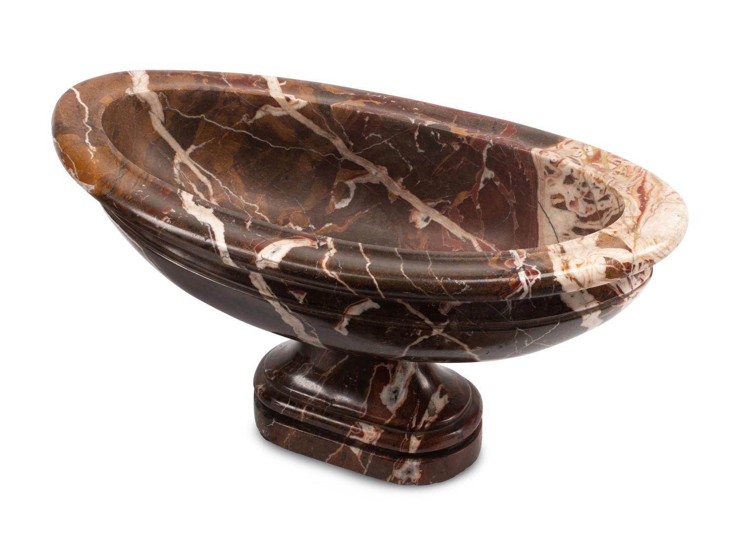 A Pair of Italian Carved Marble Footed Bowls and Covers