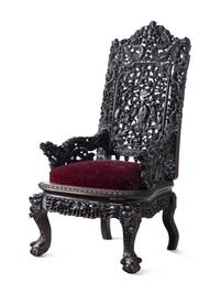 A Chinese Export Carved Rosewood Side Chair