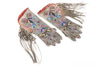 Pair Beaded Gauntlets Length 15 x width 7 inches — Early 20th Century