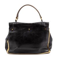 An Yves Saint Laurent Tri-Color Leather and Canvas Muse Bag, 11" H x 14" W x 6" D; Handle drop: 6".