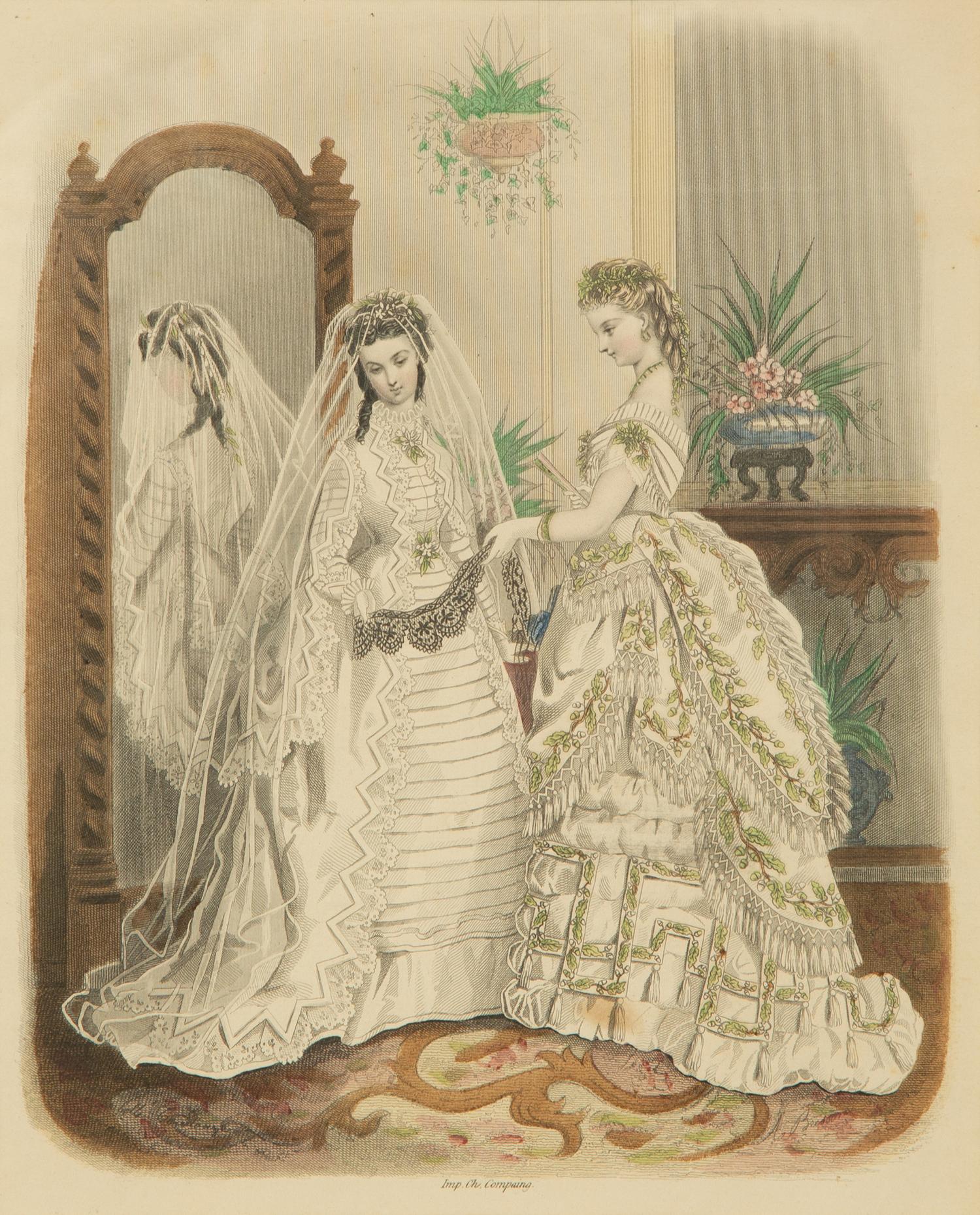 Three Framed Victorian Hand Colored Fashion Engravings — 19TH CENTURY