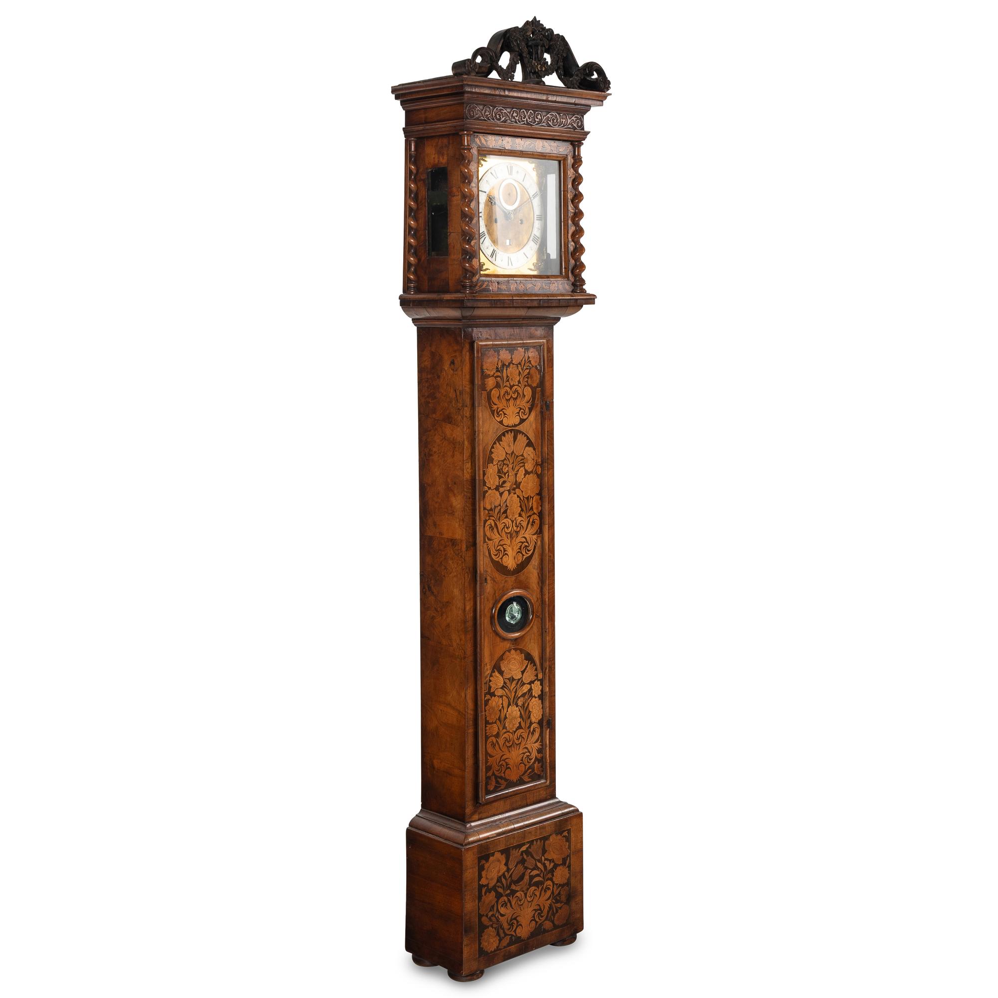 A William and Mary Walnut and Marquetry Tall Case Clock