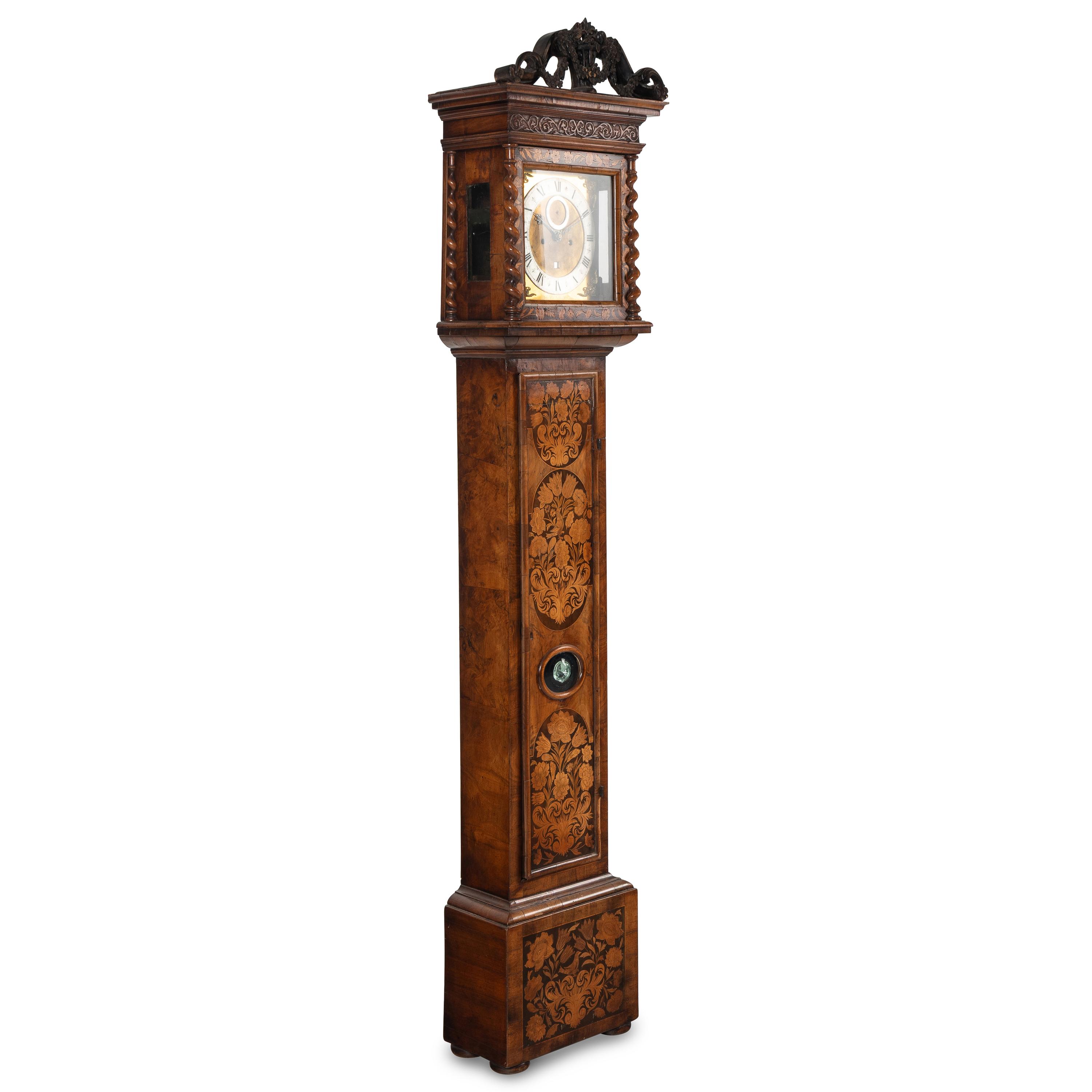 A William and Mary Walnut and Marquetry Tall Case Clock