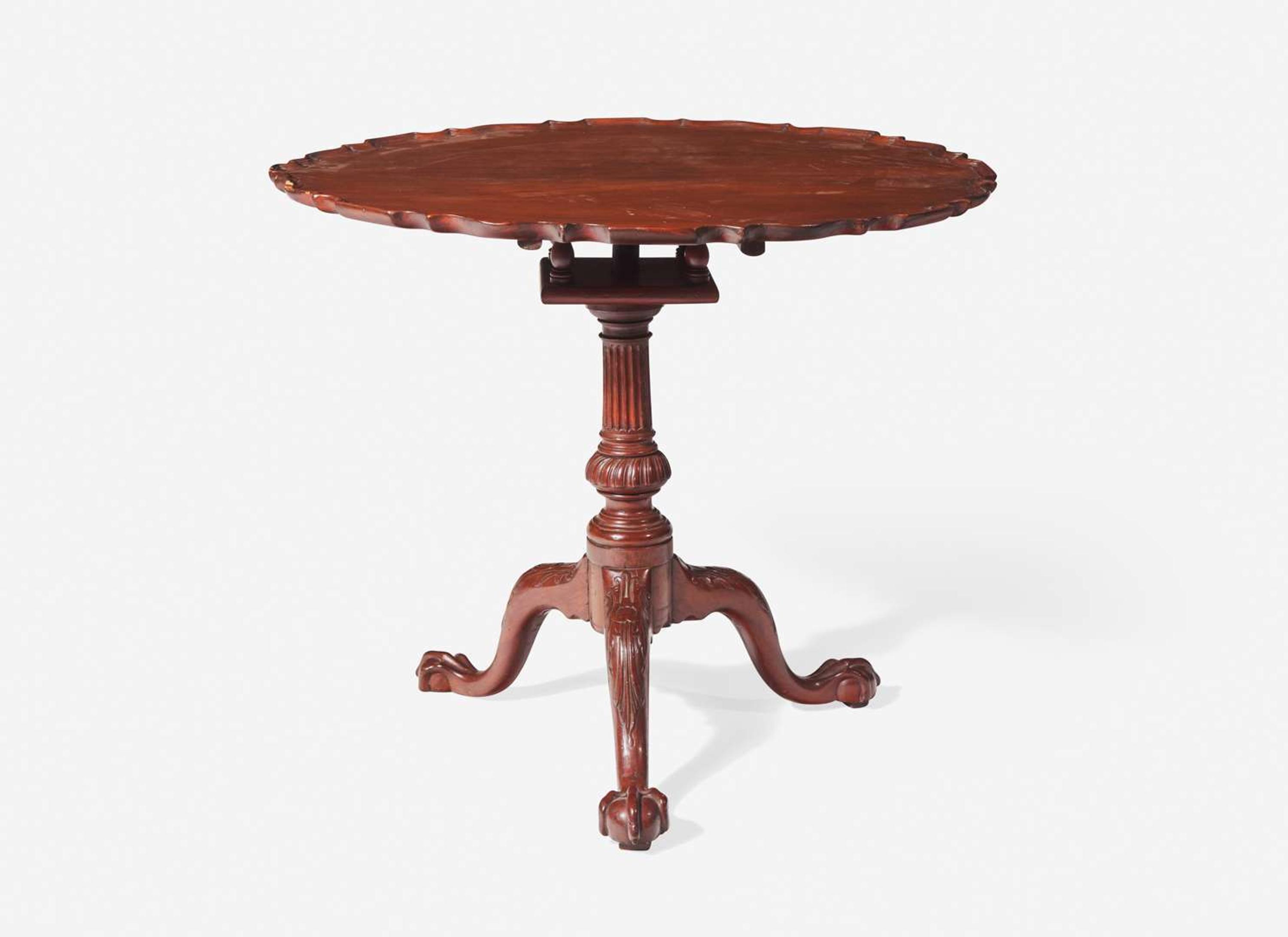 A Chippendale carved mahogany tilt-top tea table, carving possibly by the "de Young High Chest carver," Philadelphia, PA, circa 1770