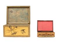 A Large Decoupaged Locking Document Box and a Painted Collaged Writing Box