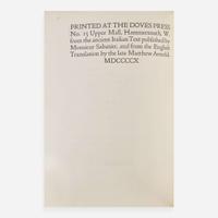 [Private Press] [Doves Press, The] Francis of Assisi, Saint Laudes Creaturarum