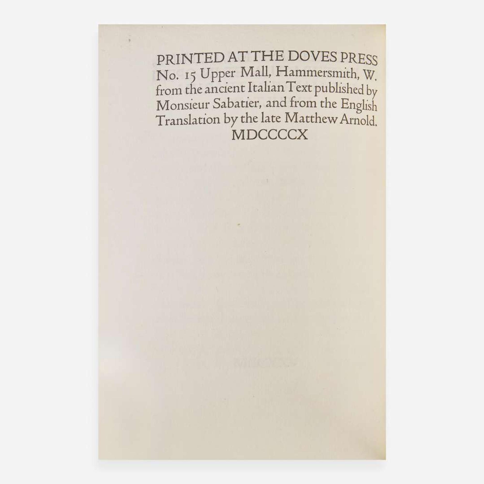[Private Press] [Doves Press, The] Francis of Assisi, Saint Laudes Creaturarum