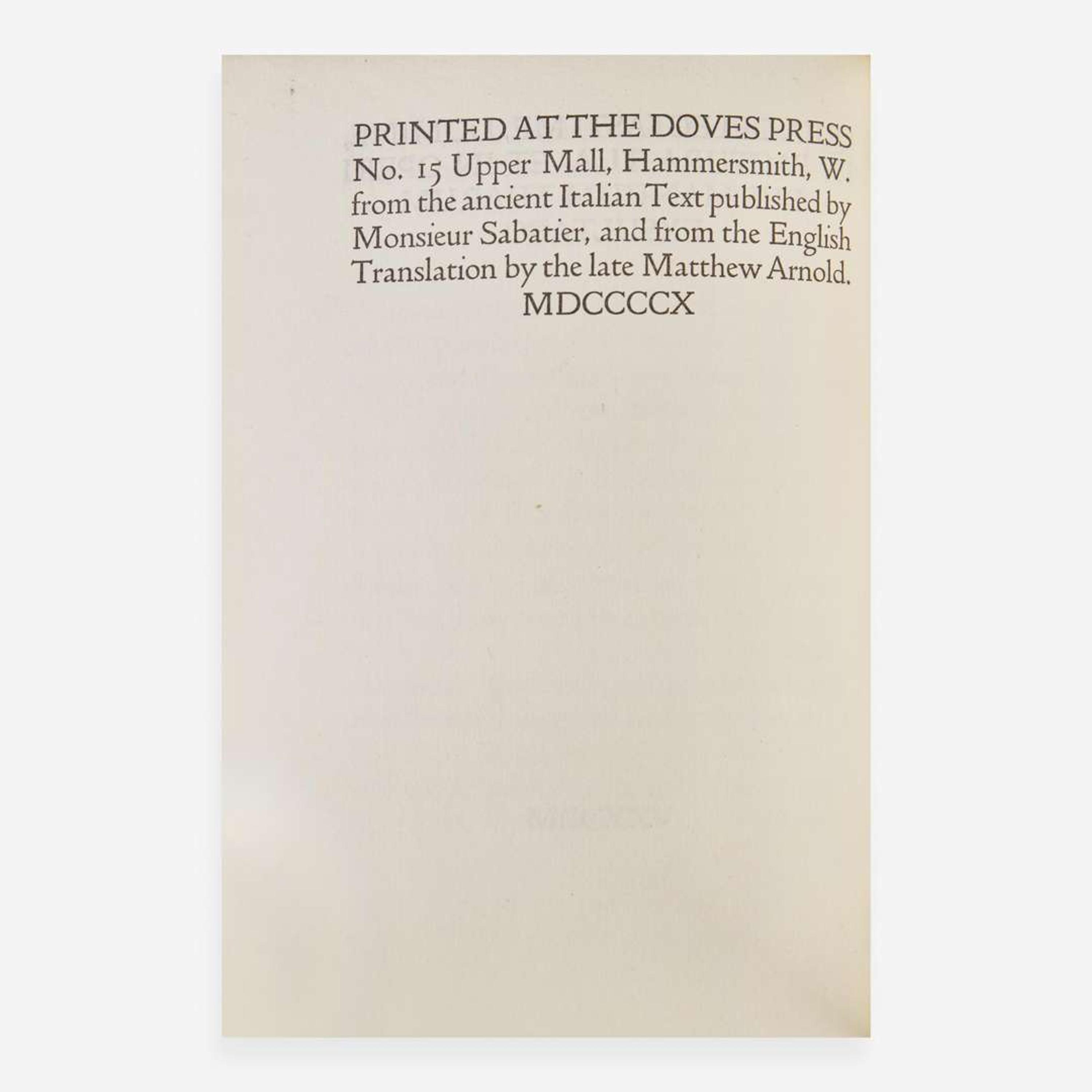 [Private Press] [Doves Press, The] Francis of Assisi, Saint Laudes Creaturarum
