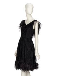 BILL BLASS FOR MAURICE RENTNER, LACE & FEATHER COCKTAIL DRESS