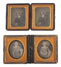 [EARLY PHOTOGRAPHY]. A collection of pairs and trios of portraits featuring the same male and female subjects, many likely copy images, including: