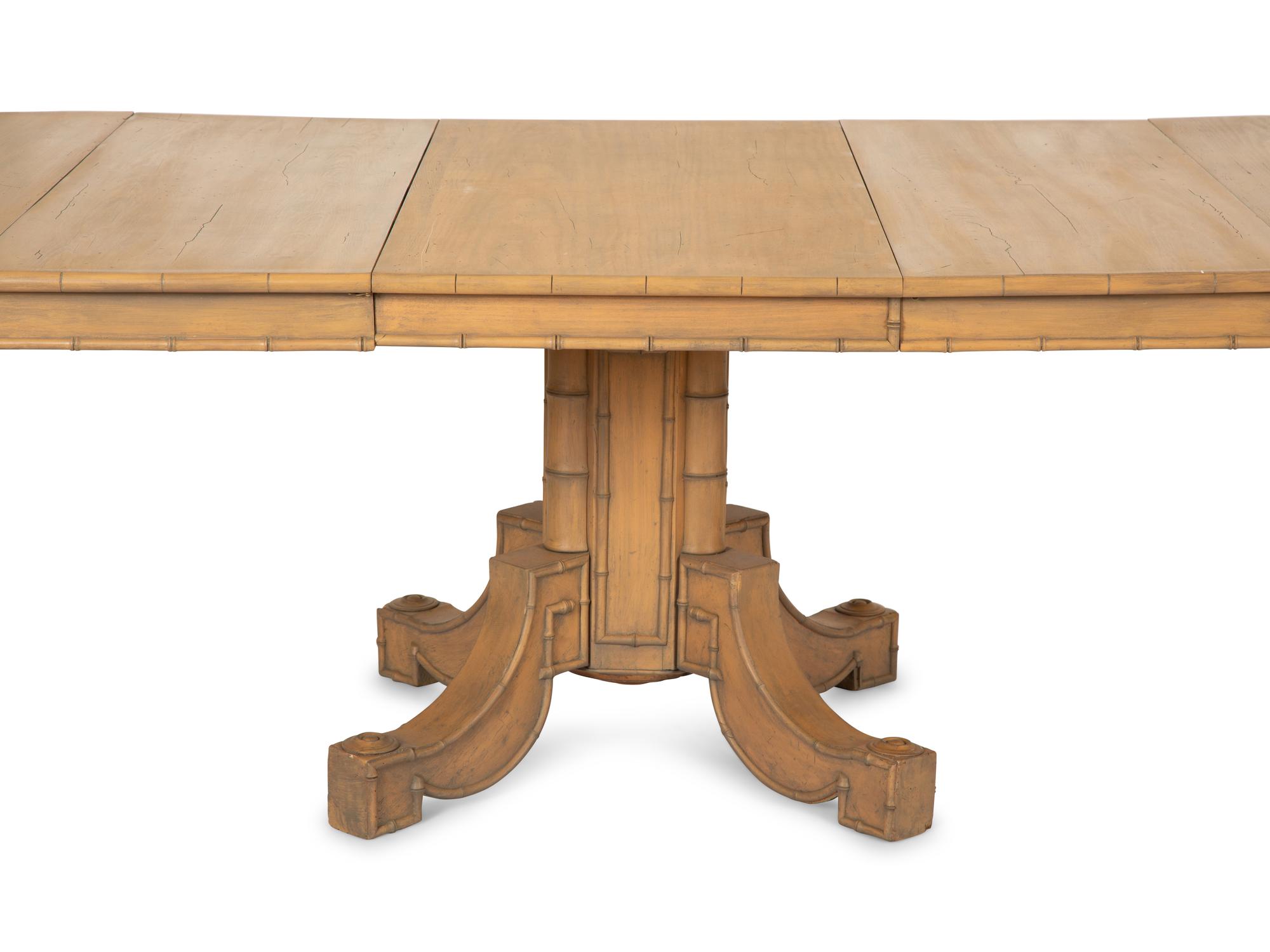A Painted Pine Oval Dining Table with Faux Bamboo Carving — 20th Century