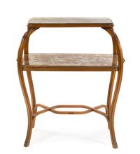 A French Art Nouveau Fruitwood Etagere Height 41 x width 36 x depth 19 inches.
