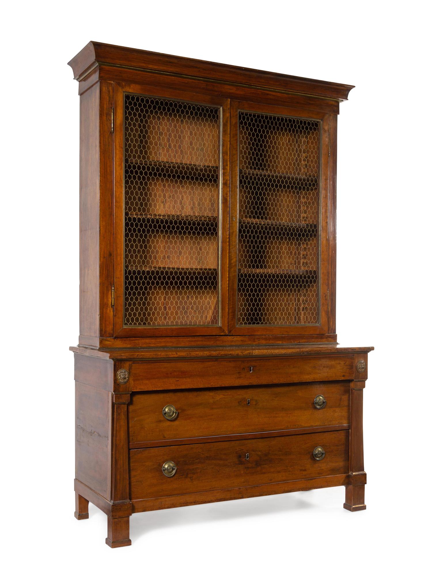 A German Mahogany Secretary Bookcase
