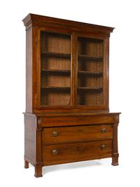 A German Mahogany Secretary Bookcase