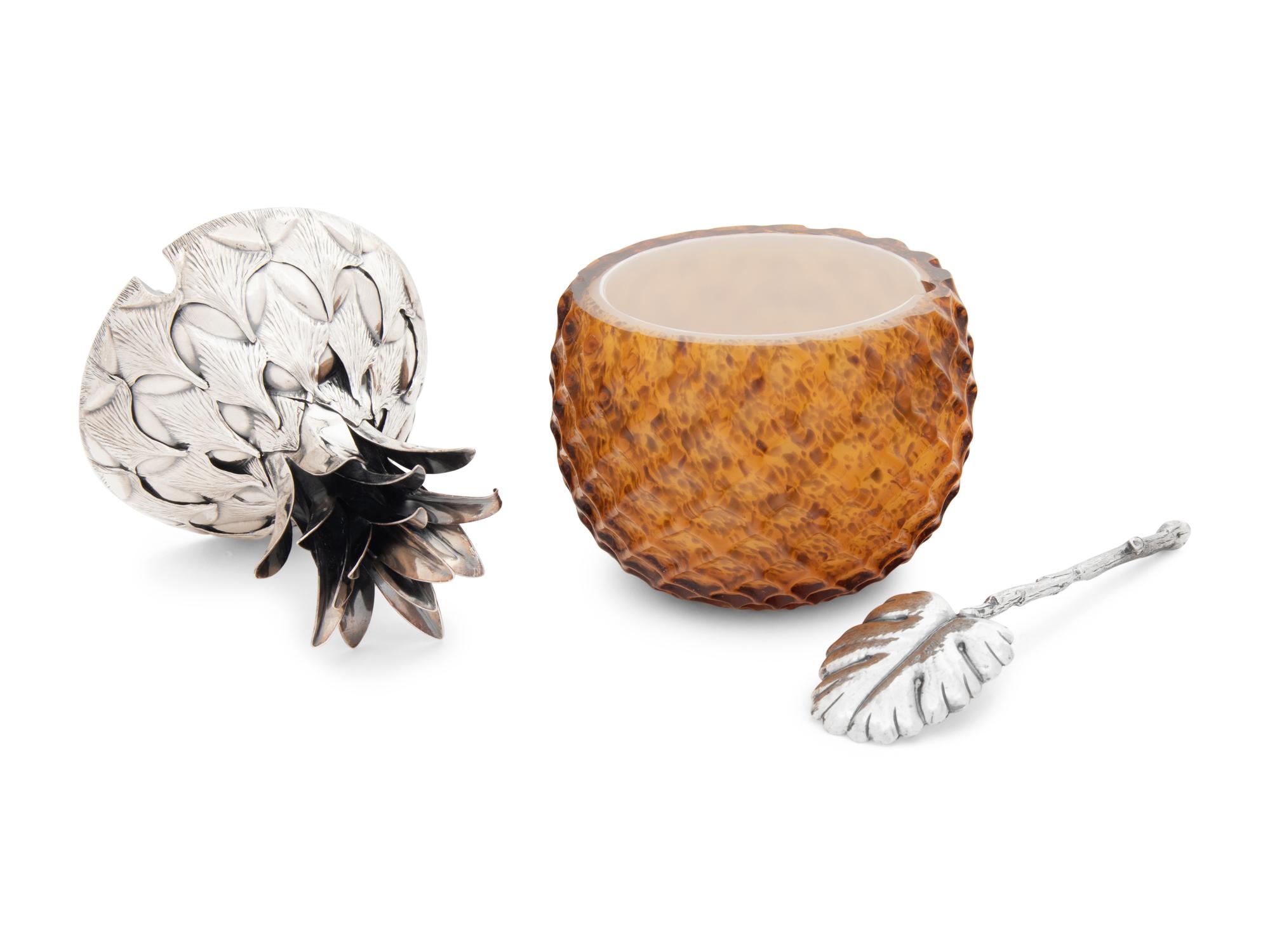 A Buccellati Silver-Mounted Glass Jam Jar