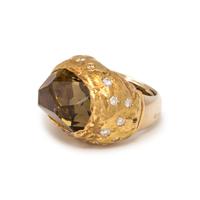 MISANI, SMOKY QUARTZ AND DIAMOND RING