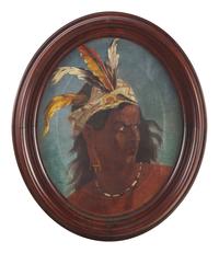 American School 19th Century, Portrait of a Native American Figure