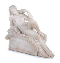 A Pair of Carved Alabaster Figures of Dusk and Dawn , After Michelangelo from The Tomb of Lorenzo de Medici