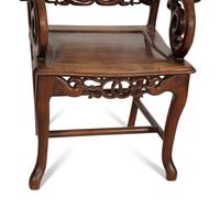 A Pair of Chinese Marble-Inset Hardwood Armchairs