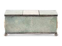 A Regency Silvered Metal and Shagreen Inkwell