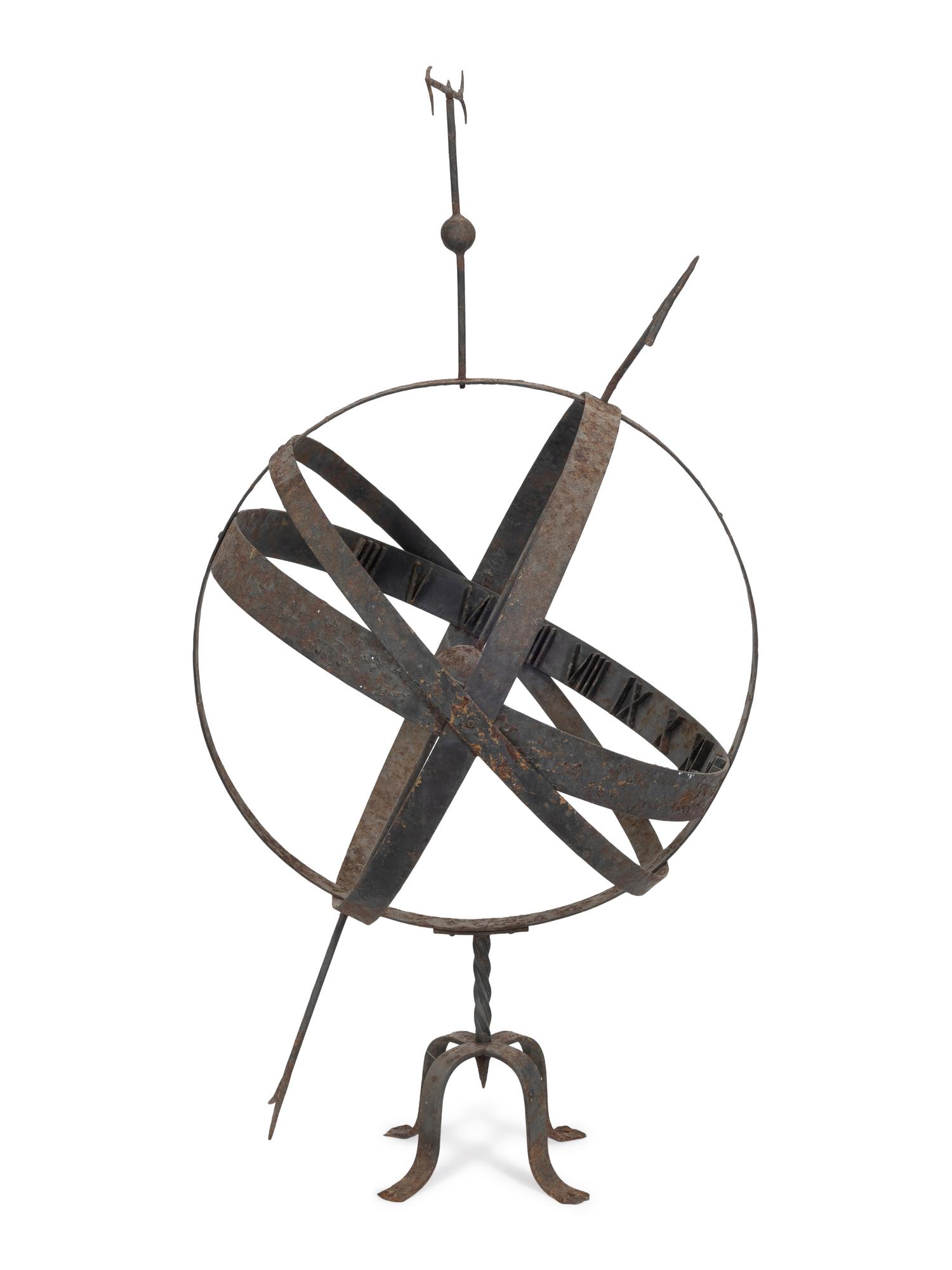 A Large French Cast Iron Armillary Sphere on Stand