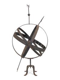 A Large French Cast Iron Armillary Sphere on Stand