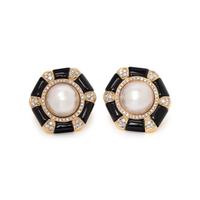 CONVERTIBLE CULTURED MABE PEARL, DIAMOND AND ENAMEL EARRINGS