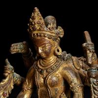 A Nepalese gilt copper alloy figure of Vasudhara 尼泊尔持世菩萨鎏金铜造像 12th century or later ???????