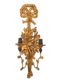 A French Neoclassical Style Giltwood Two-Light Sconce