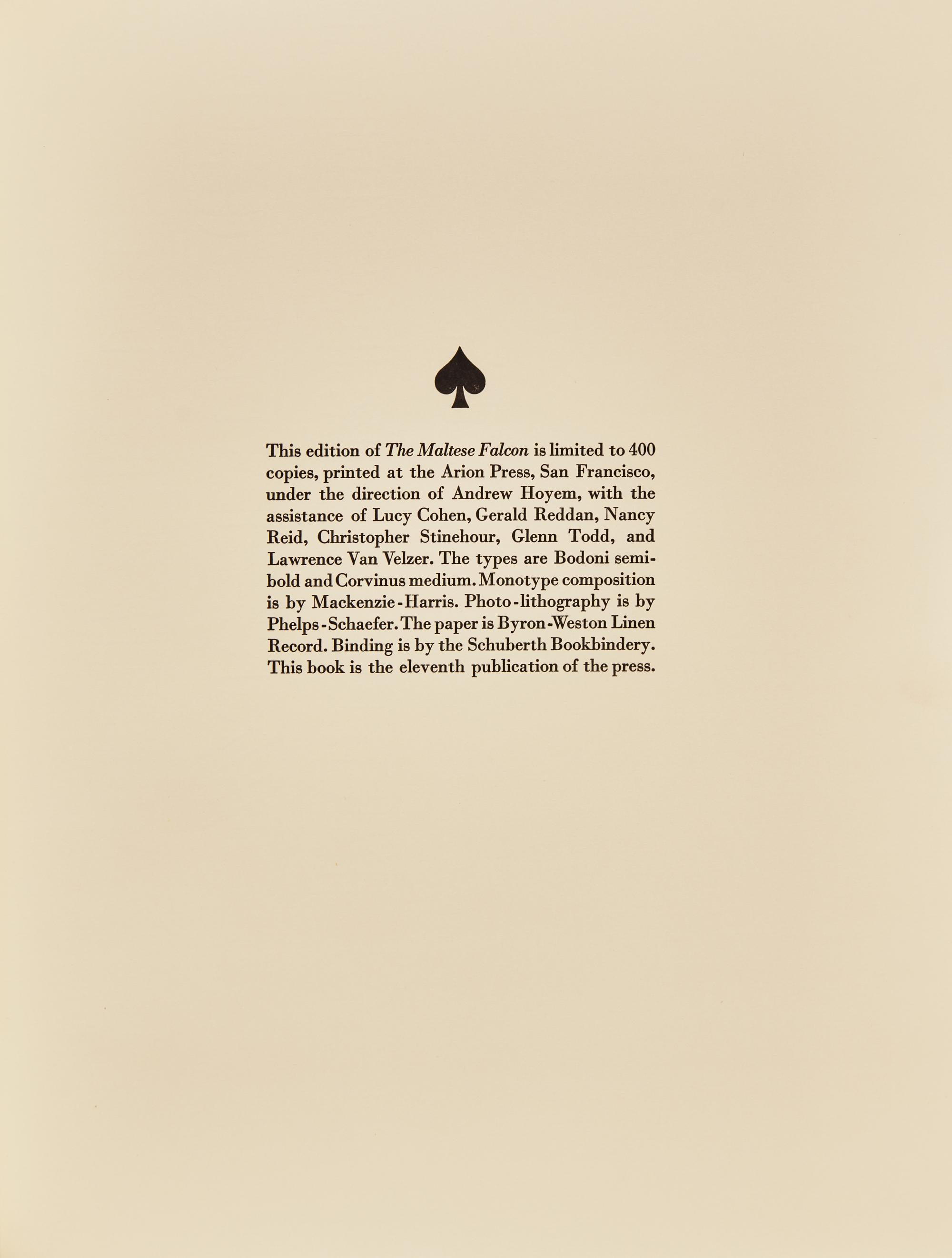 [Arion Press] Hammett, Dashiell. The Maltese Falcon