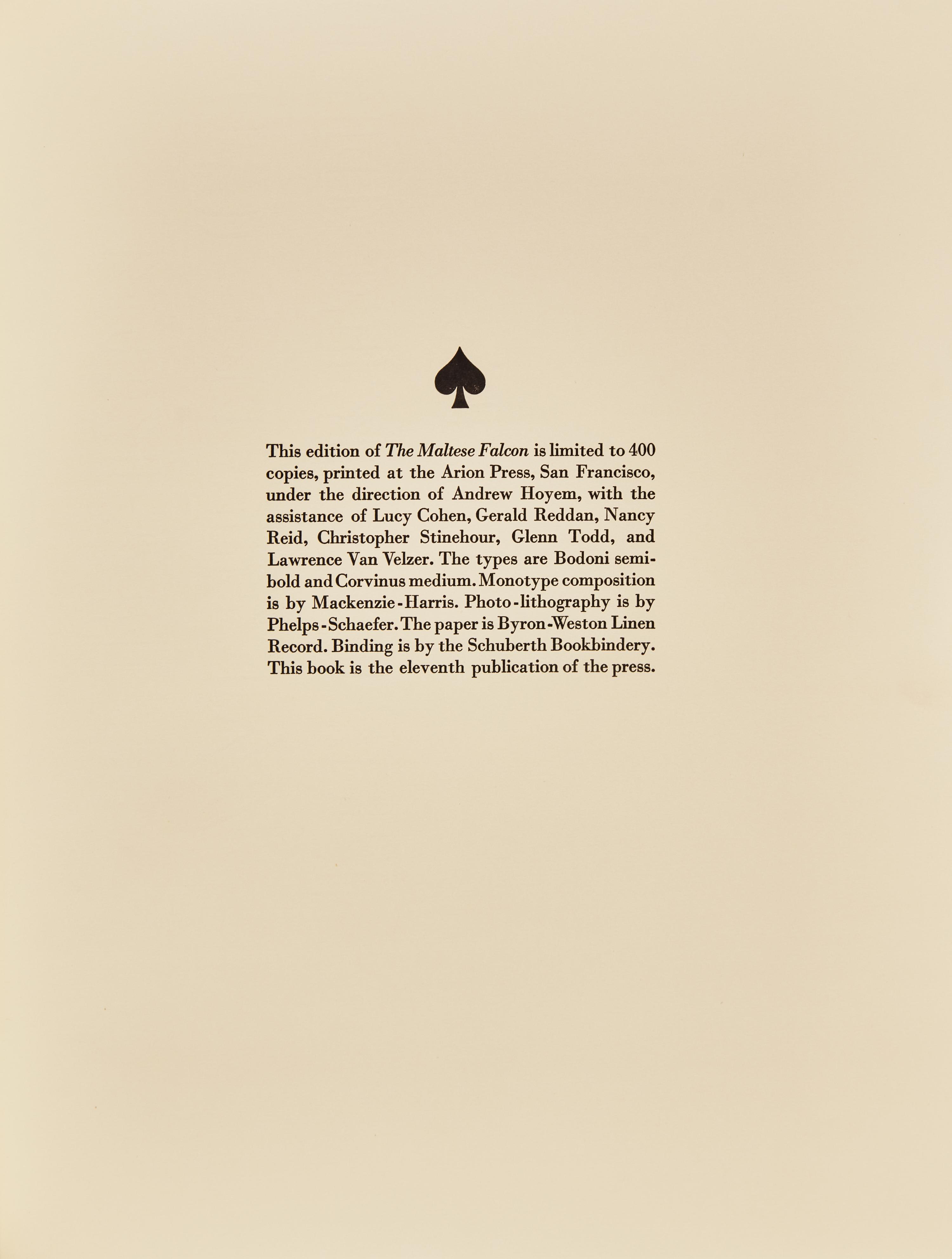 [Arion Press] Hammett, Dashiell. The Maltese Falcon