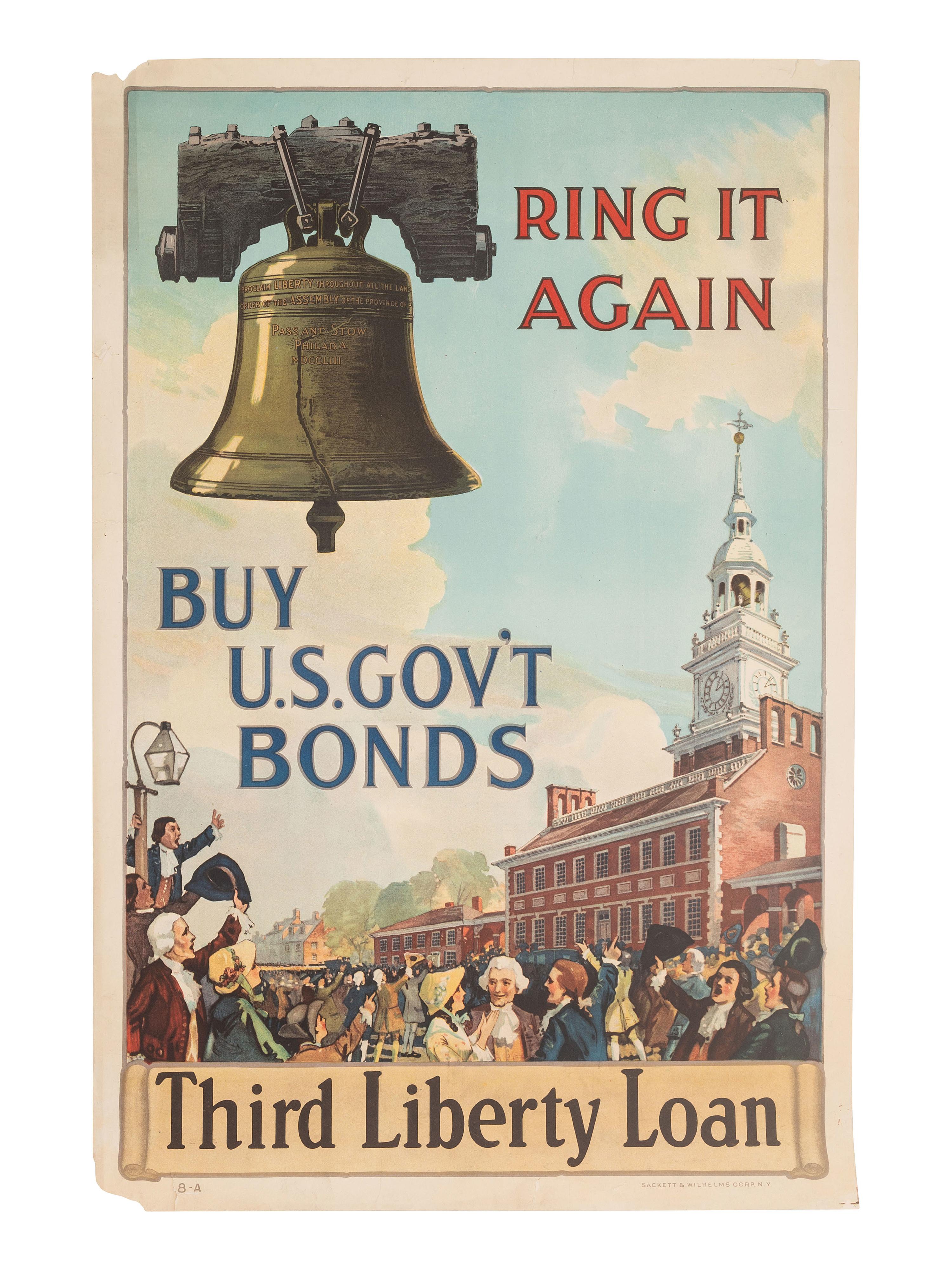 [WWI-WWII]. 14 World War I and Word War II posters, incl. examples by CHRISTY, HIRSCH, & ROCKWELL.