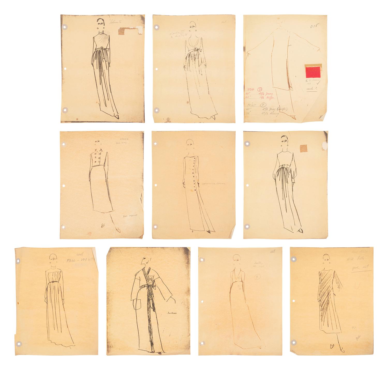 A Large Group of Norell Fashion Sketches