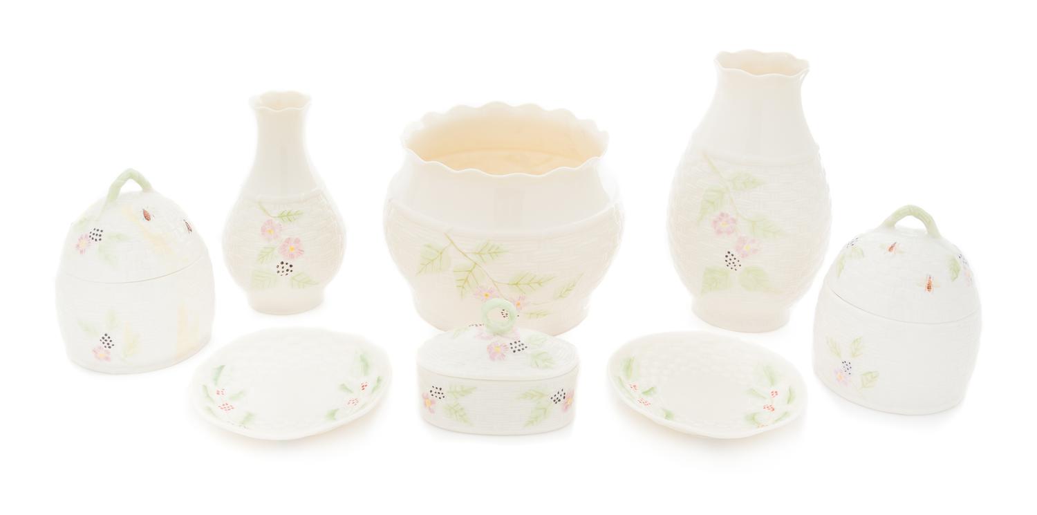 Seven Belleek Summer Briar Articles Height of tallest 7 1/4 inches. — SEVENTH GOLD MARK (1980-1993)