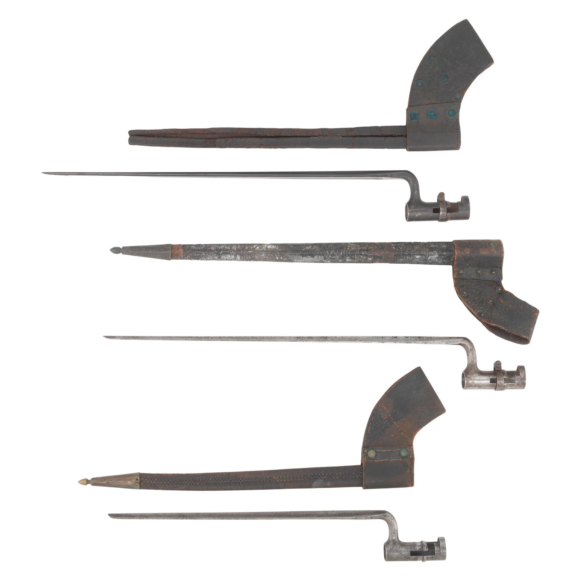 Three US M1855 Socket Bayonets with Scabbards