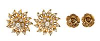 A Pair of Judy Lee and Trifari Earclips,