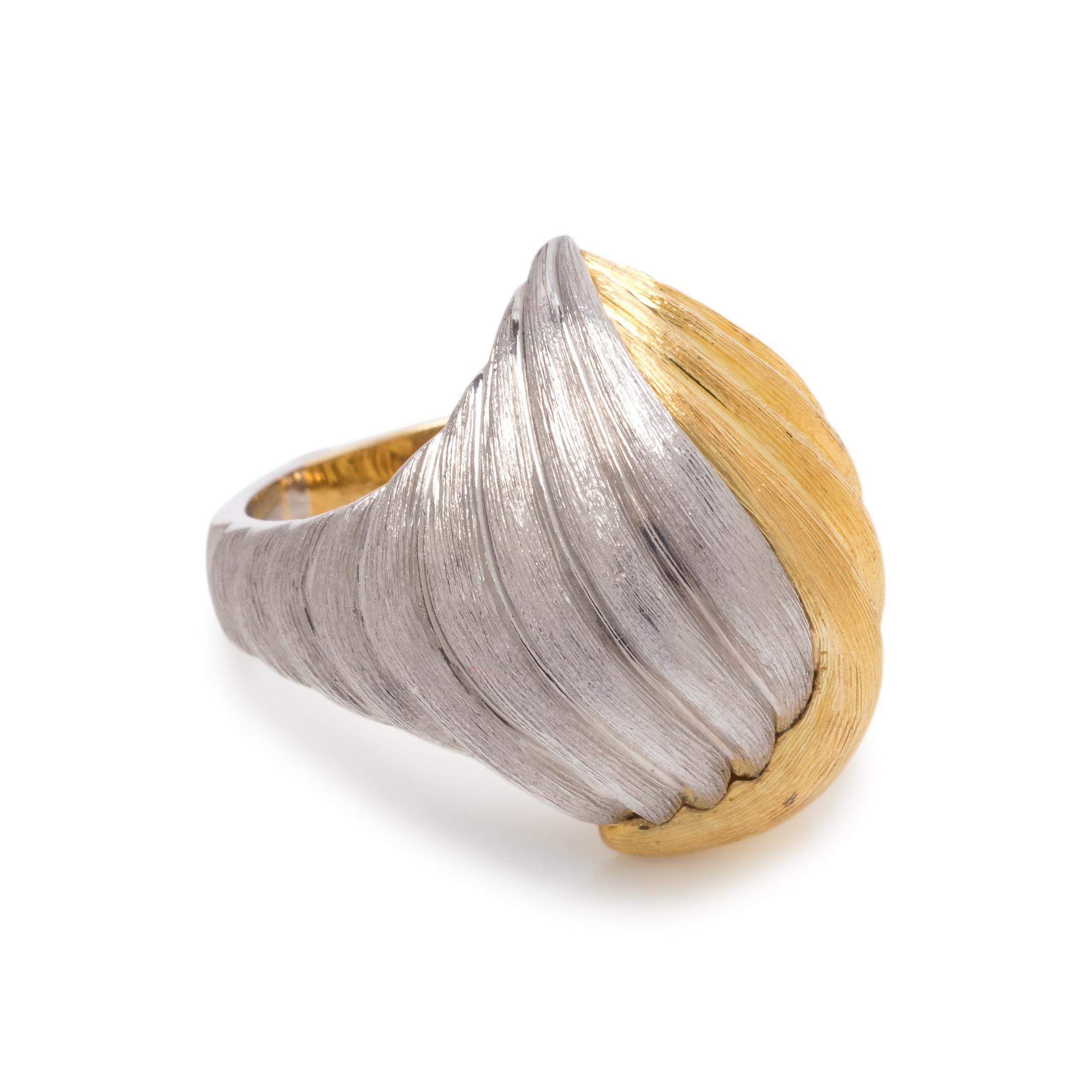 HENRY DUNAY, YELLOW GOLD AND PLATINUM RING