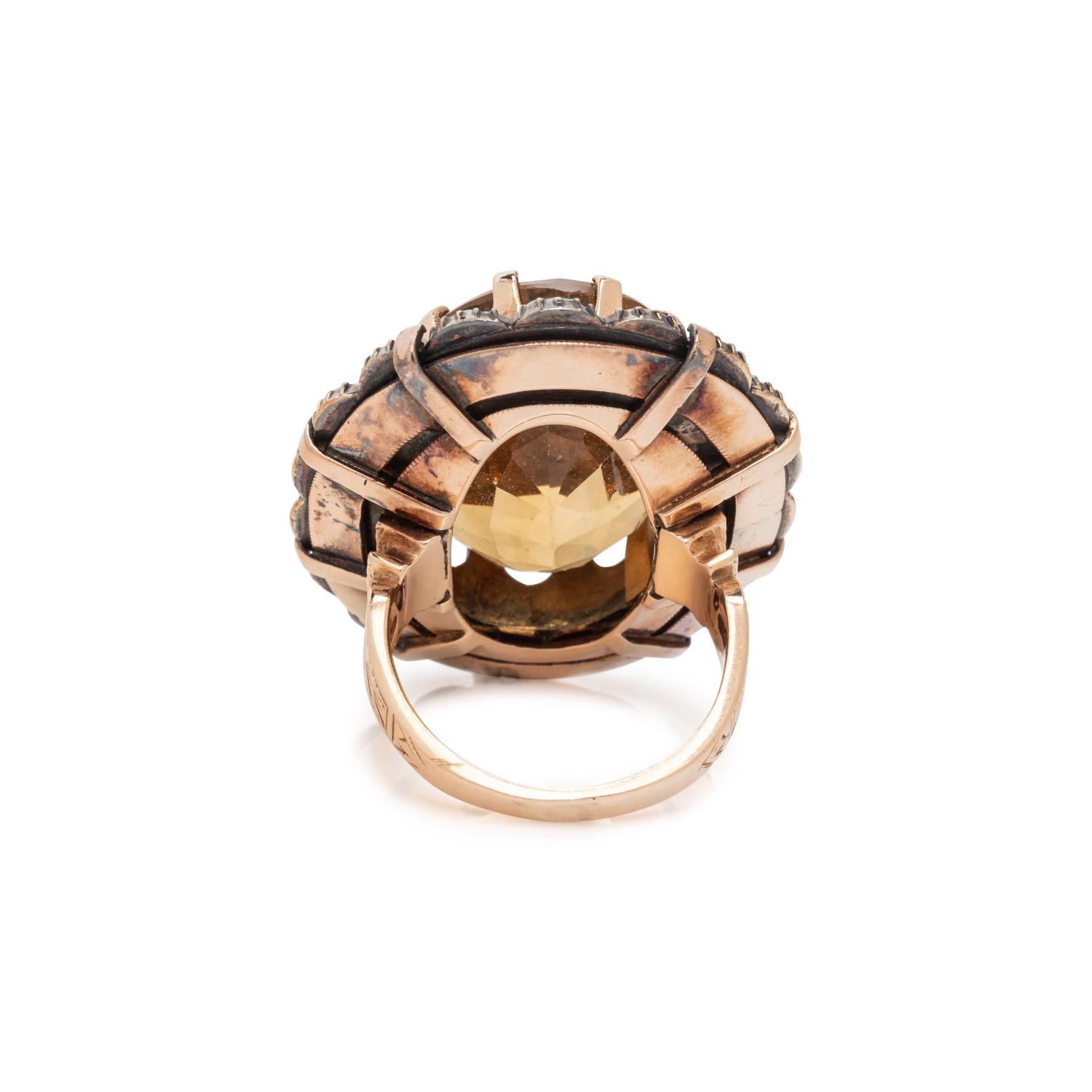 CITRINE AND GARNET RING