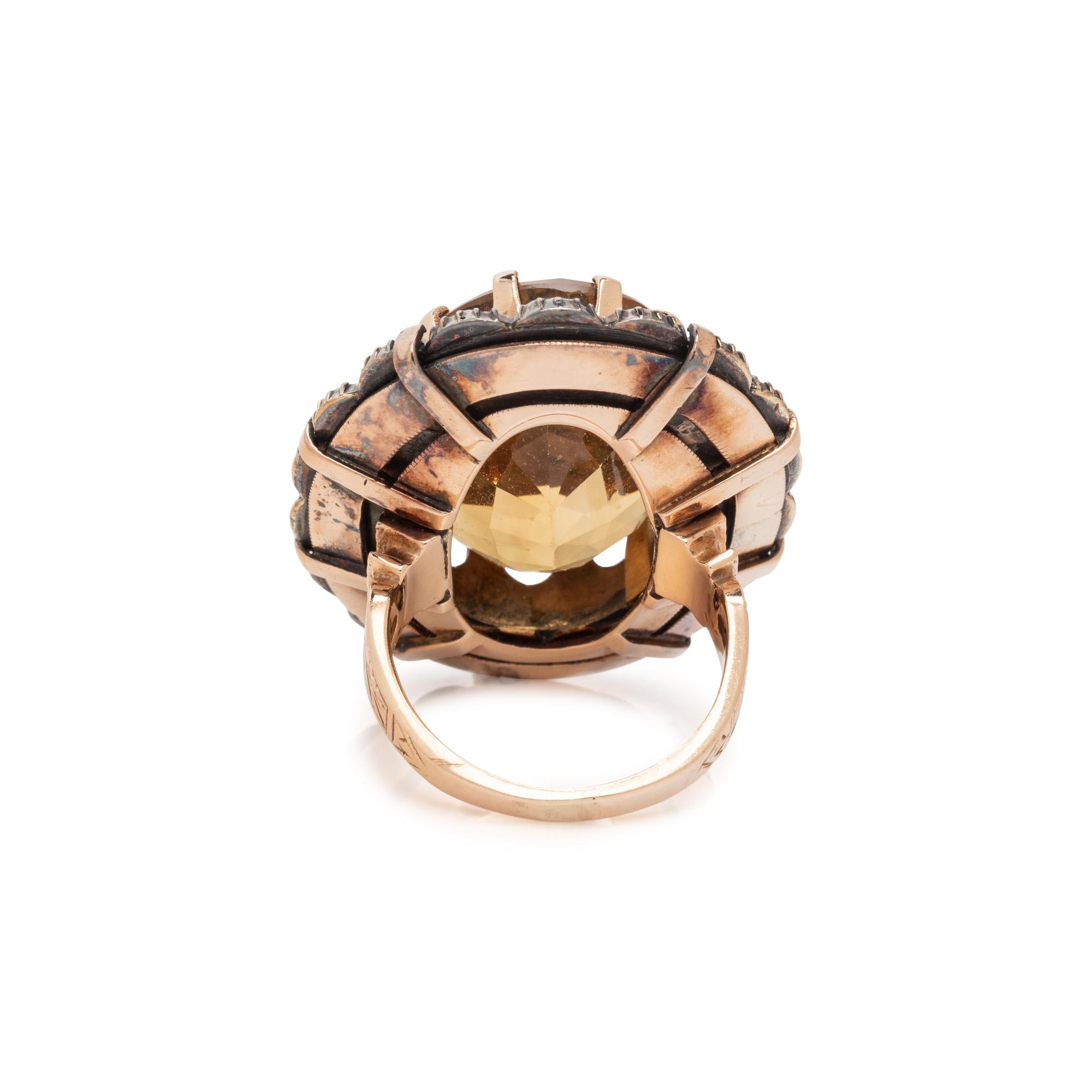 CITRINE AND GARNET RING