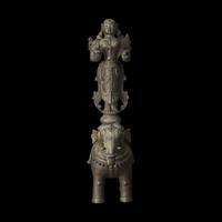 An Indian Bronze Figure of Lakshmi on Elephant, Probably Orissa, 19th Century or Earlier 十九世紀或更早 印度青銅吉祥天女騎象