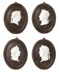 A Set of Four Marble Profile Plaques Height 22 1/2 x width 16 1/2 inches. — AFTER THE ANTIQUE, 20TH CENTURY