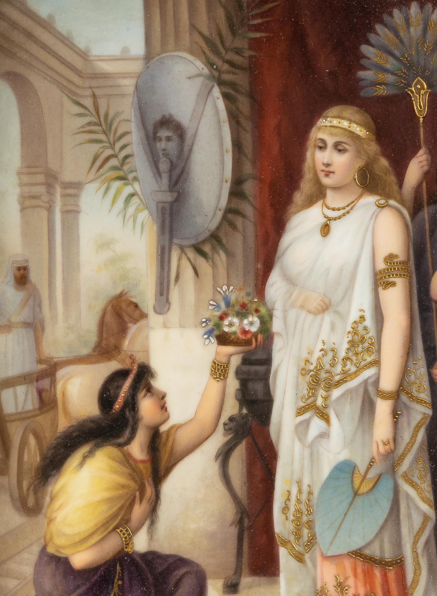 A Continental Porcelain Plaque Depicting A Message After Heva Coomans