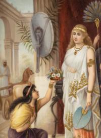 A Continental Porcelain Plaque Depicting A Message After Heva Coomans