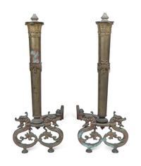 A Pair of Neoclassical Style Gilt Metal Andirons — EARLY 20TH CENTURY
