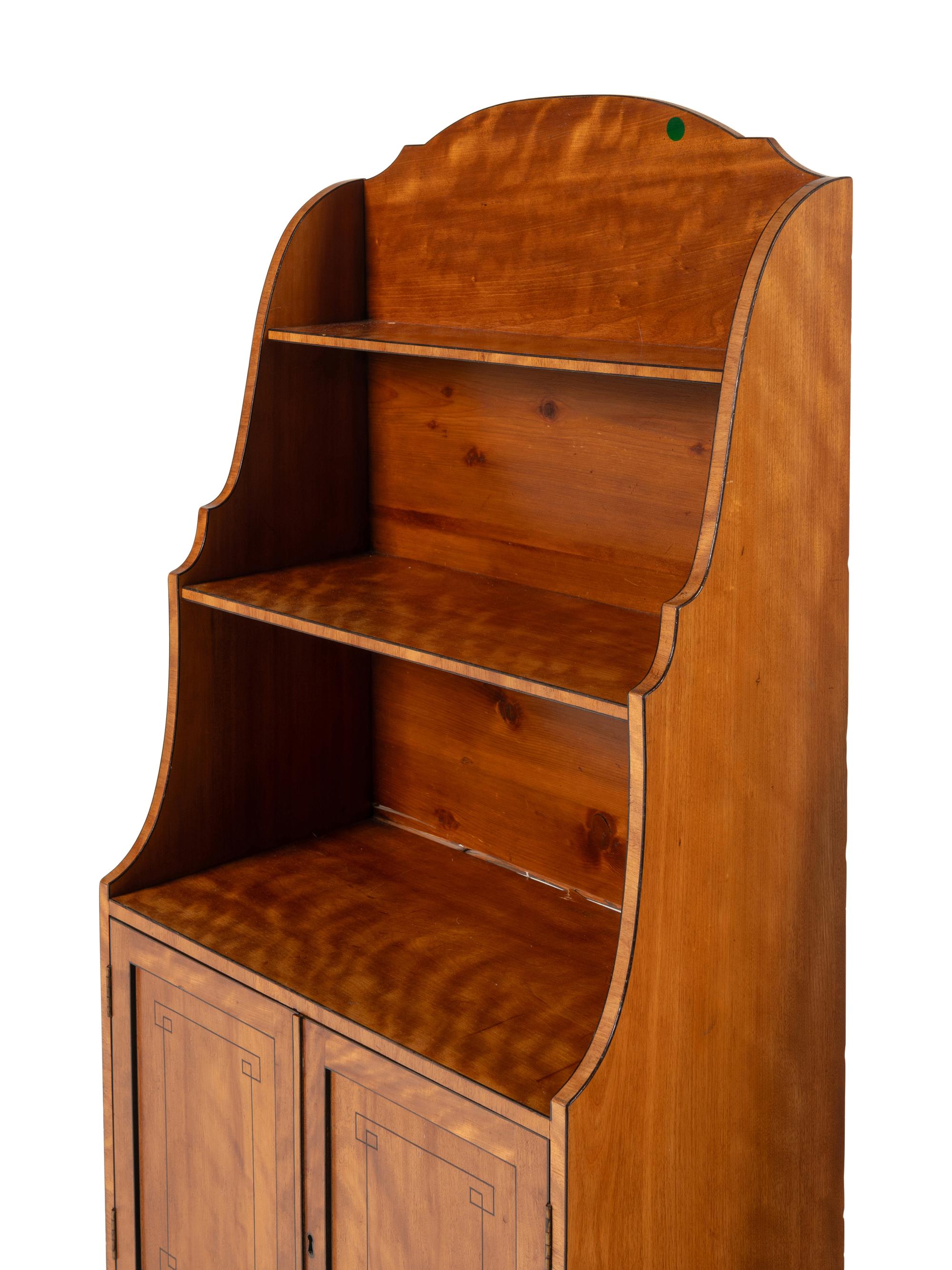 A Pair of Regency Satinwood and Part-Ebonized Waterfall Bookcases