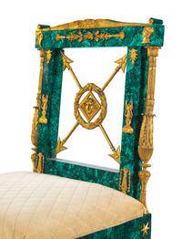 An Empire Style Gilt Bronze Mounted Malachite Side Chair