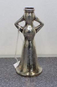 A Greek Silver Figural Candlestick Holder, Ilias Lalaounis, Athens, 20th Century, in the form of a female figure and worked with a spot