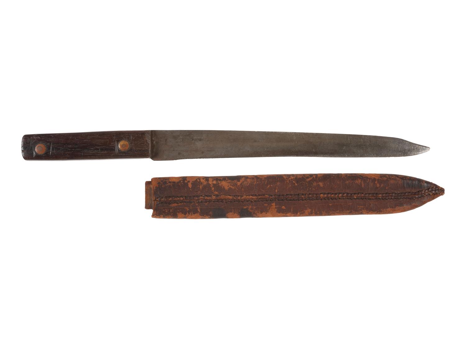 [CIVIL WAR]. Knife and scabbard identified to a member of the 6th Georgia Militia.